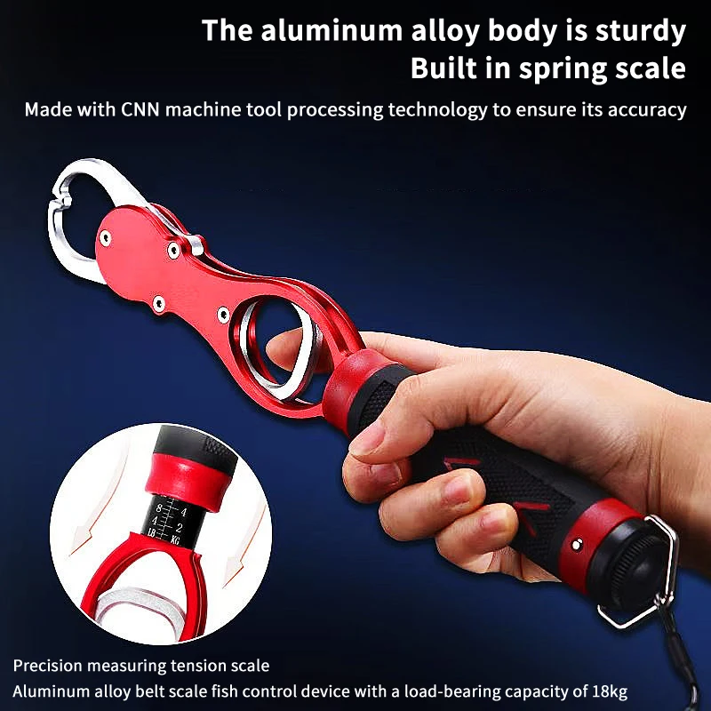 Pince à lèvres poisson aluminium avec balance intégrée grip pêche portable accessoire pesage précis