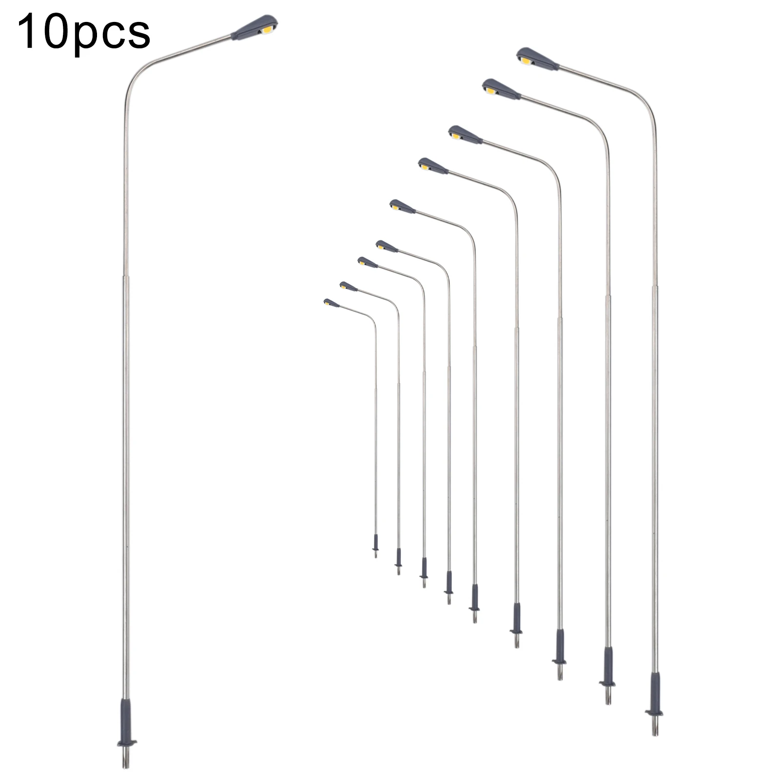 10Pcs Model Railway Warm White Lamp Post Street Light Single Head 1:50 Model Train Artificial Miniature Railroad Decoration