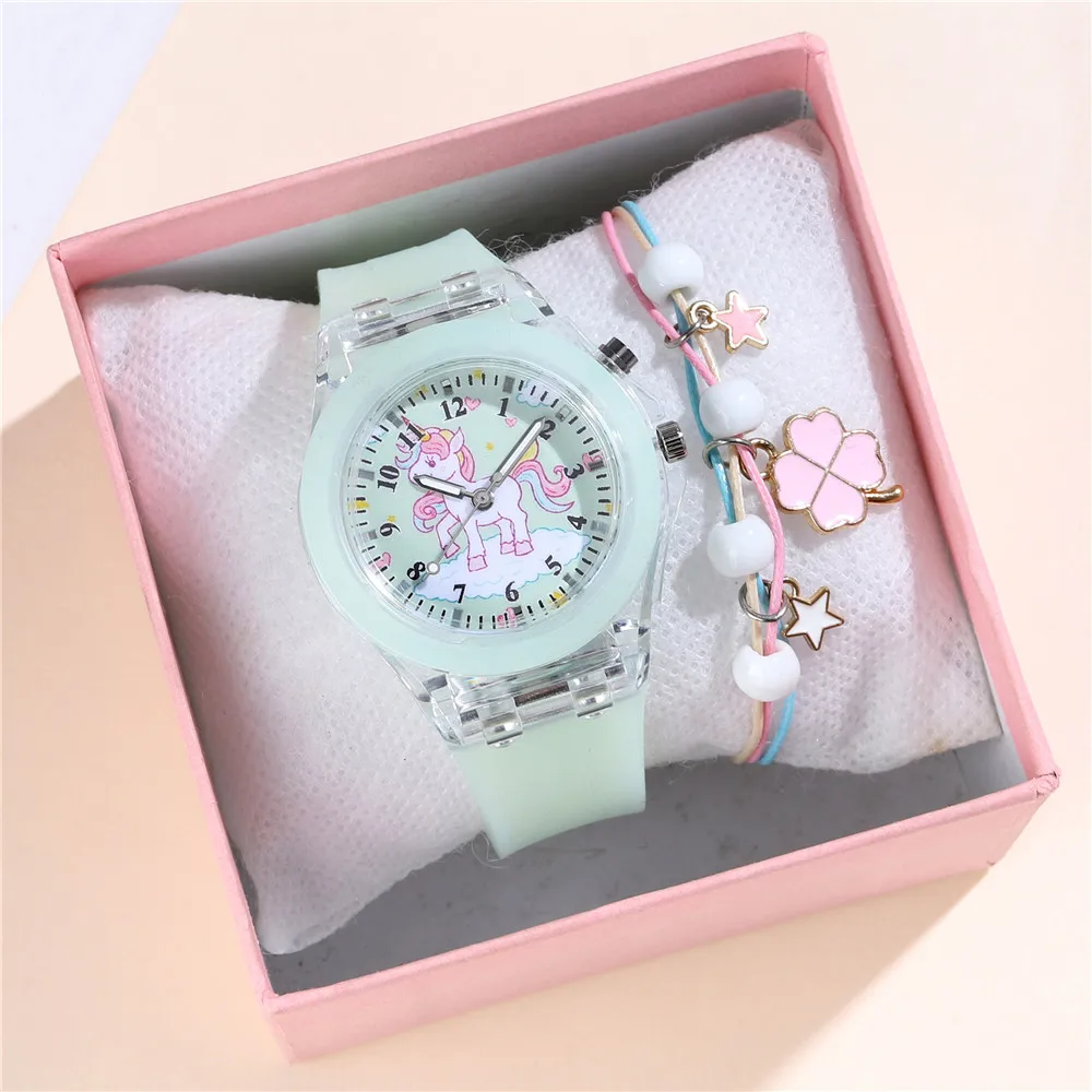 Kids's Watch For Cartoon Unicorn Watches Glow at Night Silicone Band Cute Wristwatch For Boys Girls Students 2
