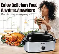Oven 28 Quart Electric, Electric Roaster Pan with Visible & Self-Basting Lid, Large Stainless Steel Electric Turkey Roas 2