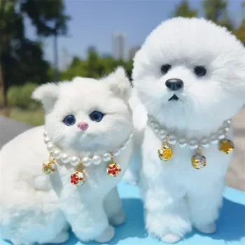 1pc Colorful Bells Pendant Dog Cat Pet Necklace Handmade Adjustable Size for Teddy Beagle Pomeranian Schnauzer Poodle Cocky Cat