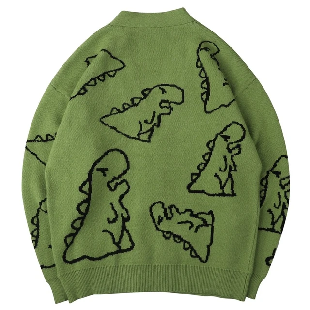 Green Dinosaur Knitted Sweater | Dinosaur Knitted Cardigan | Dinosaur  Harajuku Sweater - Pullovers - Aliexpress