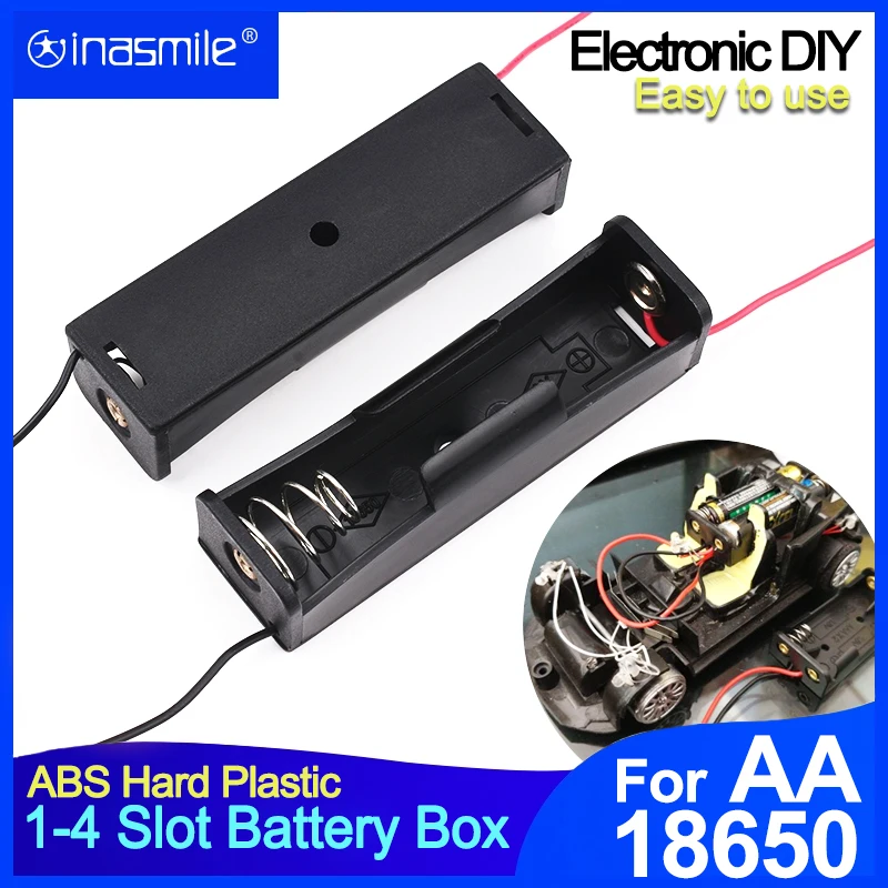 Battery Storage Box Battery Case Battery Holder Battery Box DIY Plastic AA LR6 HR6 Battery Storage Case Clip Holder Container 1X2X 3X 4X 18650 Battery Storage Box Case With Wire Lead Pin