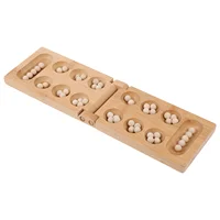 Game Mancala Board Chess Games African Kids Wood Checkers Wooden Travel Folding Set Family Toy Puzzle Strategy Brain Marble Bead 1