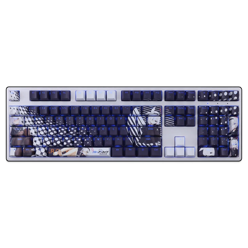 Arquivo Azul Arona Keycap Pbt Dye Subbed Backlit Keycaps Desenhos Animados Anime Gaming Key Caps para Ansi 61 87 104 108 108 Chaves Set - Imagem 5