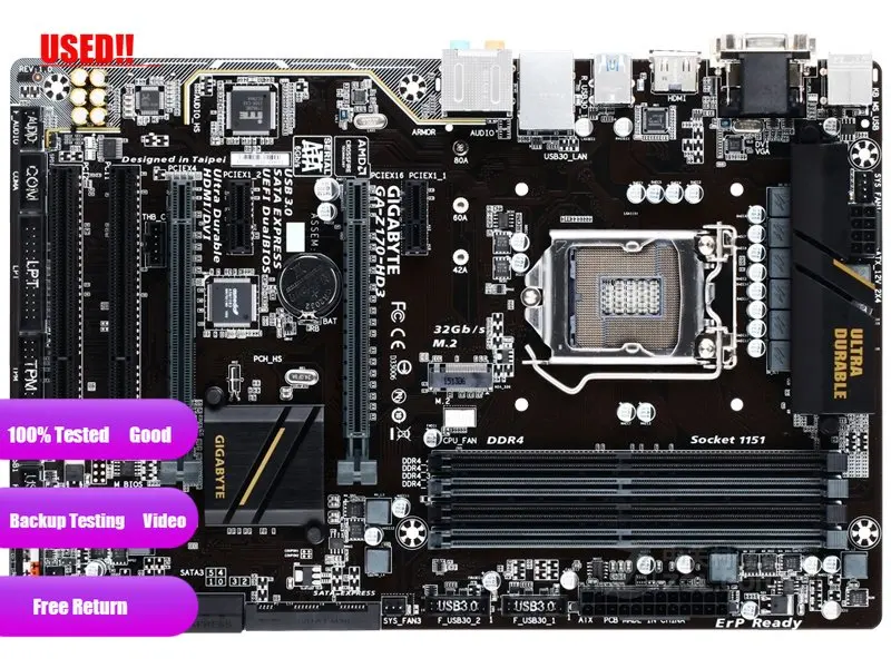 Gigabyte GA-Z170-HD3 Original Motherboard Z170 Socket LGA 1151