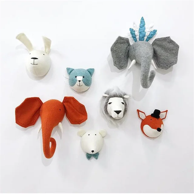 Cartoon elephant  Head Hanging Decorations INS Nordic Hand Made Kids Room Decor Cotton Thread Weaving Animal Ornaments Wall Hang 4