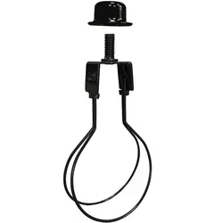 Durable Iron Lamp Shade Cap Finial with Light Bulb Clip (Black)