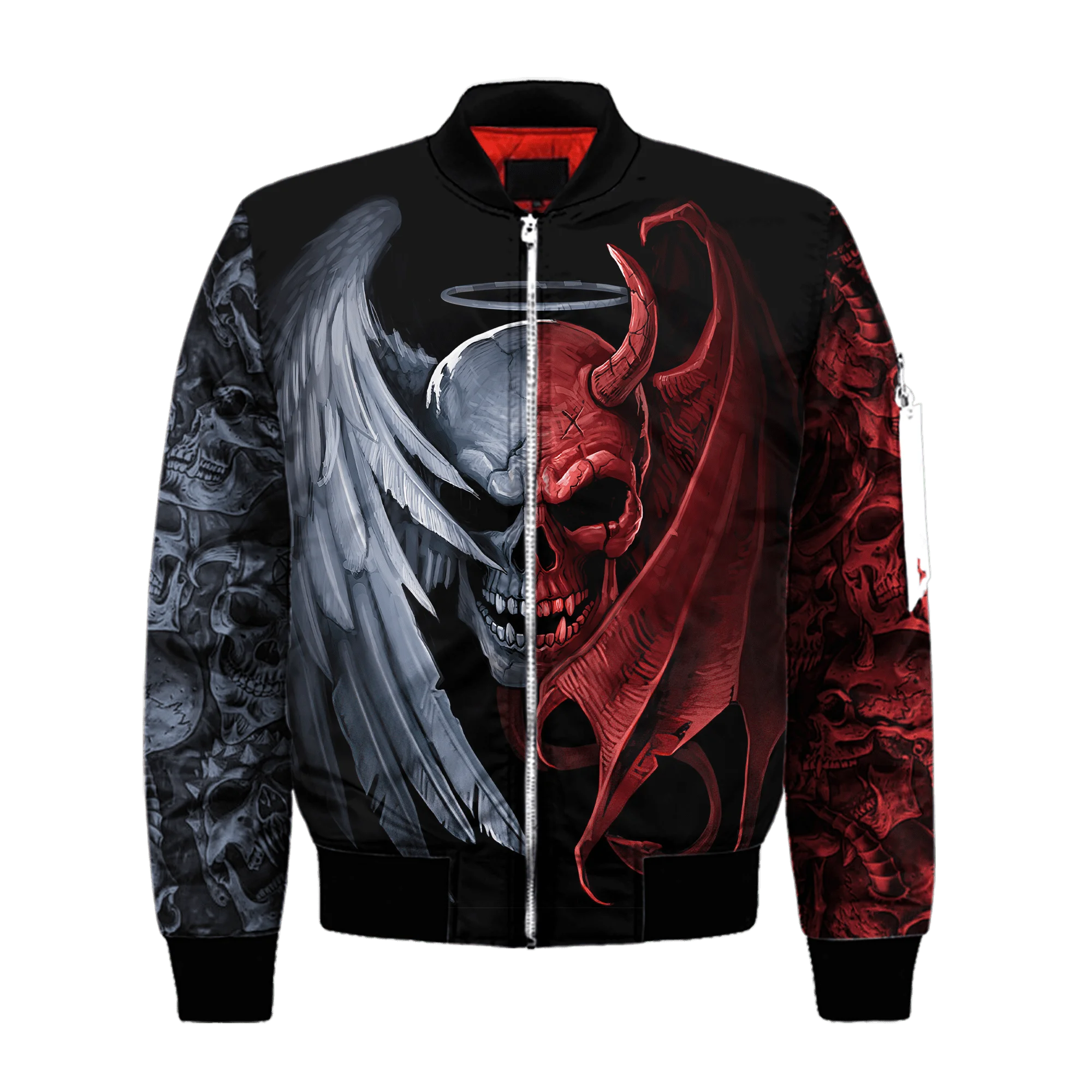 Autumn/Winter Men Bomber Jacket Funny Skull Demon Tattoo 3D All over Printed Zip Sportswear Unisex Casual Zipper Jacket WP33