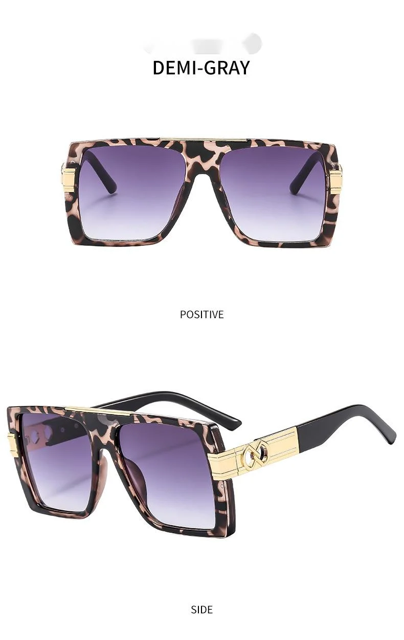 Personalized Large Frame Sunglasses For Women Flat Top Metal Design_voghion.com
