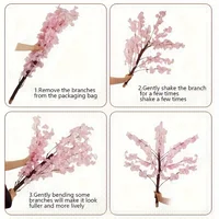 Artificial Cherry Trees Indoor Decor: Handmade Natural Fake Cherry Blossom Pink Tree Outdoor For Party Wedding Christmas 5