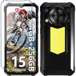 2 - in - 1 Glass and Silicone Protective Case with Tempered Glass Screen Protector for Oukitel WP53 (Black)