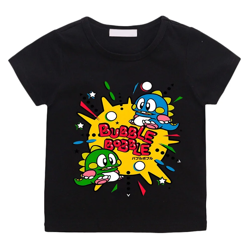 70s 80s Arcade Game Cute Bubble Bobble T-Shirt Kids 100% Cotton Short Summer Short Sleeve Casual Clothes Tee-shirt High Quality 4