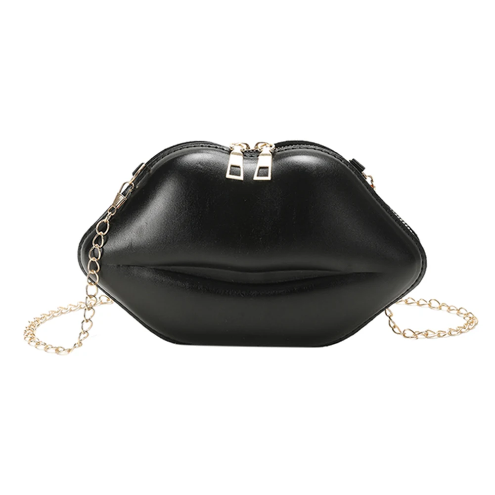 

Lip Shaped Fashion Crossbody Bag with Chain Strap Evening Clutch Purse PU Evening Handbag Banquet Bag for Women and Girls