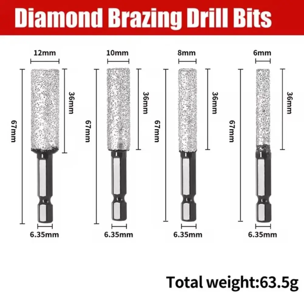Diamond Drill Bit with Hex Shank for Ceramic and Granite - Ideal for Drilling and Grinding