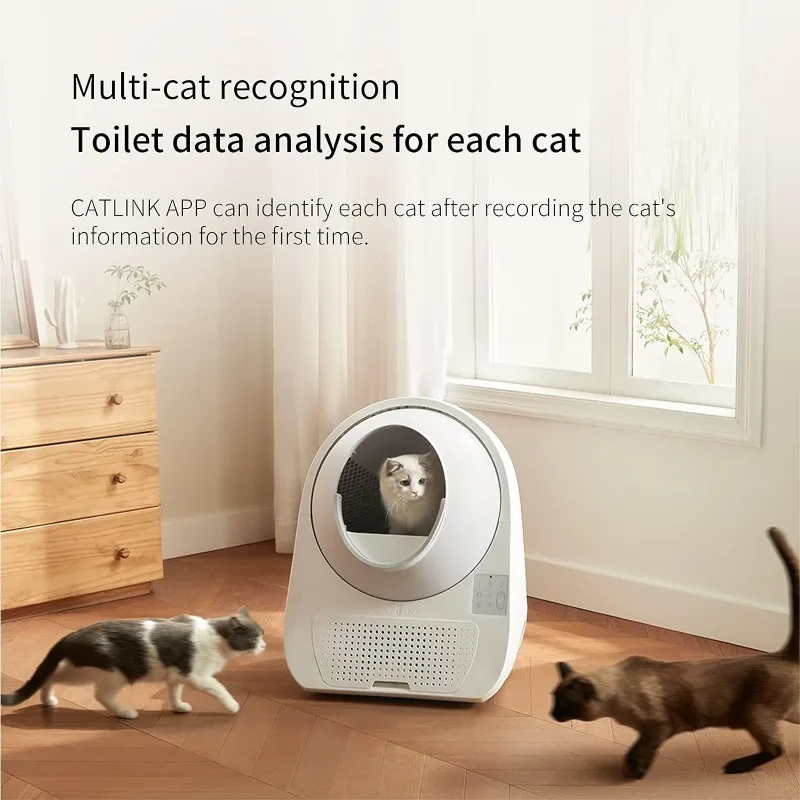 Фото Самоочищающийся автоматический контейнер для наполнителя CATLINK для кошек 3,3 ~ 22 фунта-управление через приложение, инфракрасный датчик и функция защиты от зажима №5