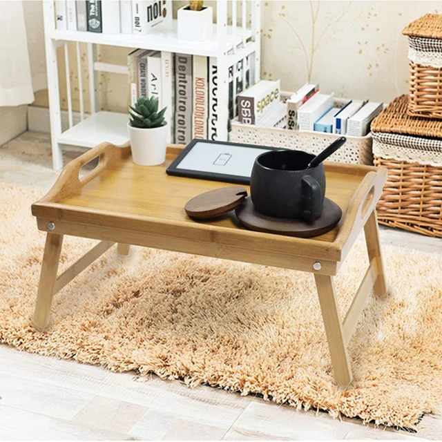 Tavolo vassoio da letto in bambù con gambe pieghevoli tavolo vassoio da  colazione per divano letto mangiare lavorare usato come vassoio per Snack da  scrivania per Laptop - AliExpress