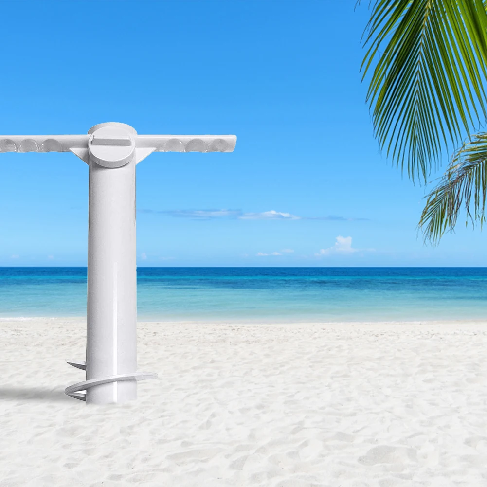 3/5 Spin Beach Umbrella Stand with Hook Inserts Spiral Umbrella Plug Windproof Umbrella Ground Anchor Outdoor Travel Accessories