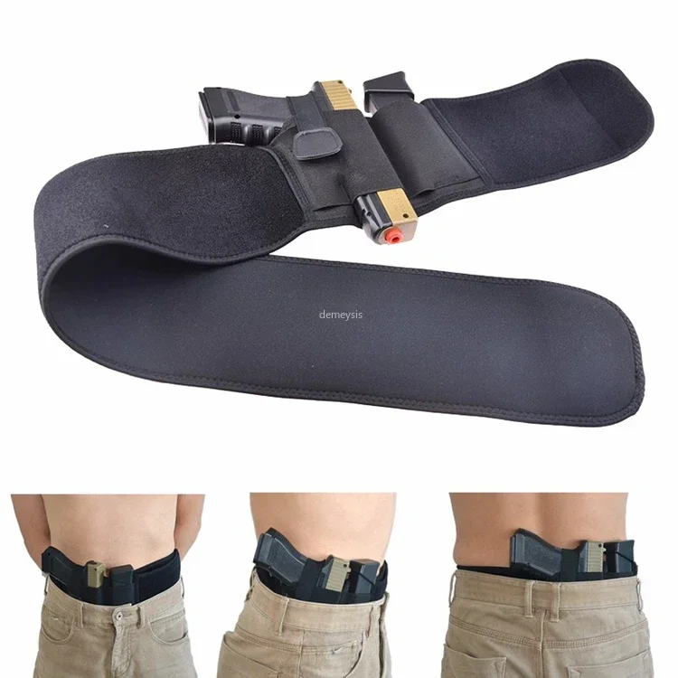 Left / right hand tactical belly band holster universal invisible elastic girdle belt for hunt concealed carry pistol gun pouch pistol holster gun holster hunting holster