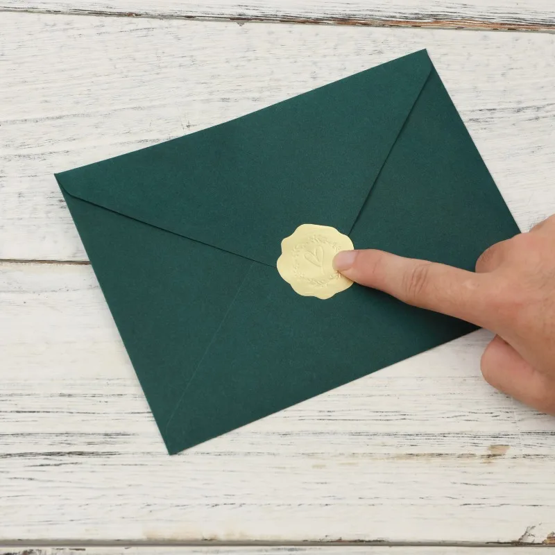 Envelope Gold Embossed Heart Sticker Wedding Invitation Set for Party Invitations Cards Postcards Gift 25pcs