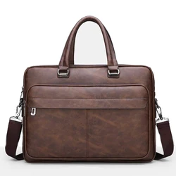 Elegant PU Leather Men's Briefcase - Vintage Business Messenger Bag (Dark brown)
