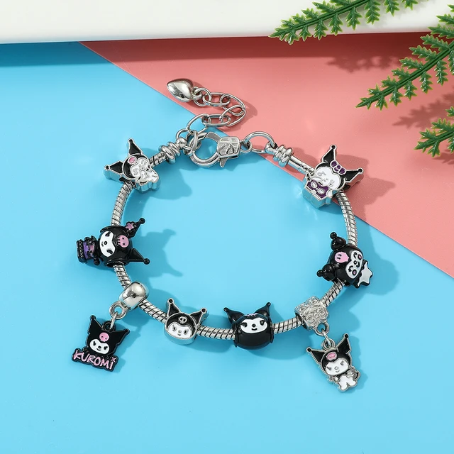 Kuromi Charms Bracelets Sanrio Cartoon Figure Pendant Hand Chains Cute  Kuromi Beads Diy Bangles for Women Fashion Jewelry Gifts