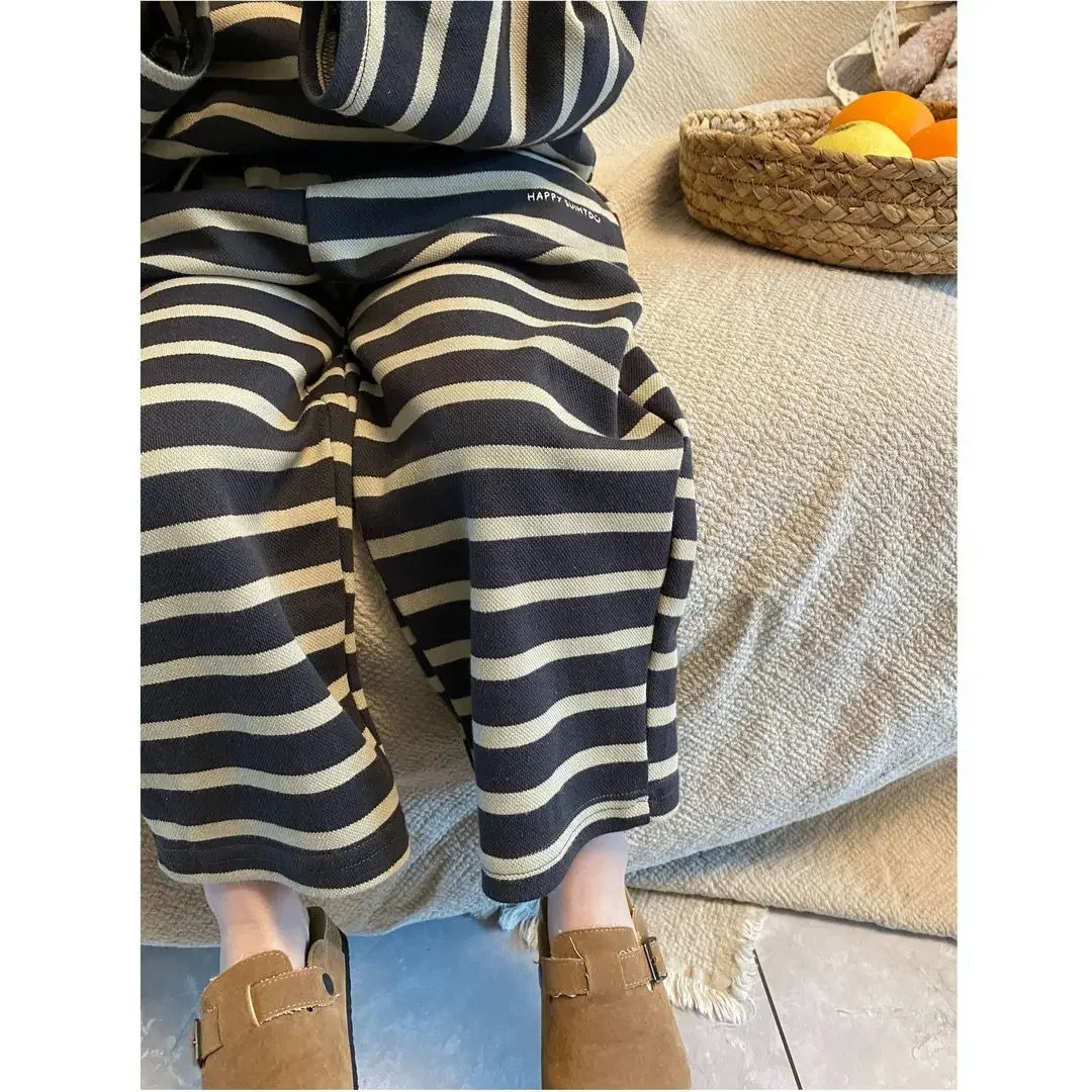 Korean Children Clothing Autumn Sets Sweatshirts+Pants 2Pcs Suit Spring Stripe Baby Soft Cotton Outfits Kids Casual Tracksuit