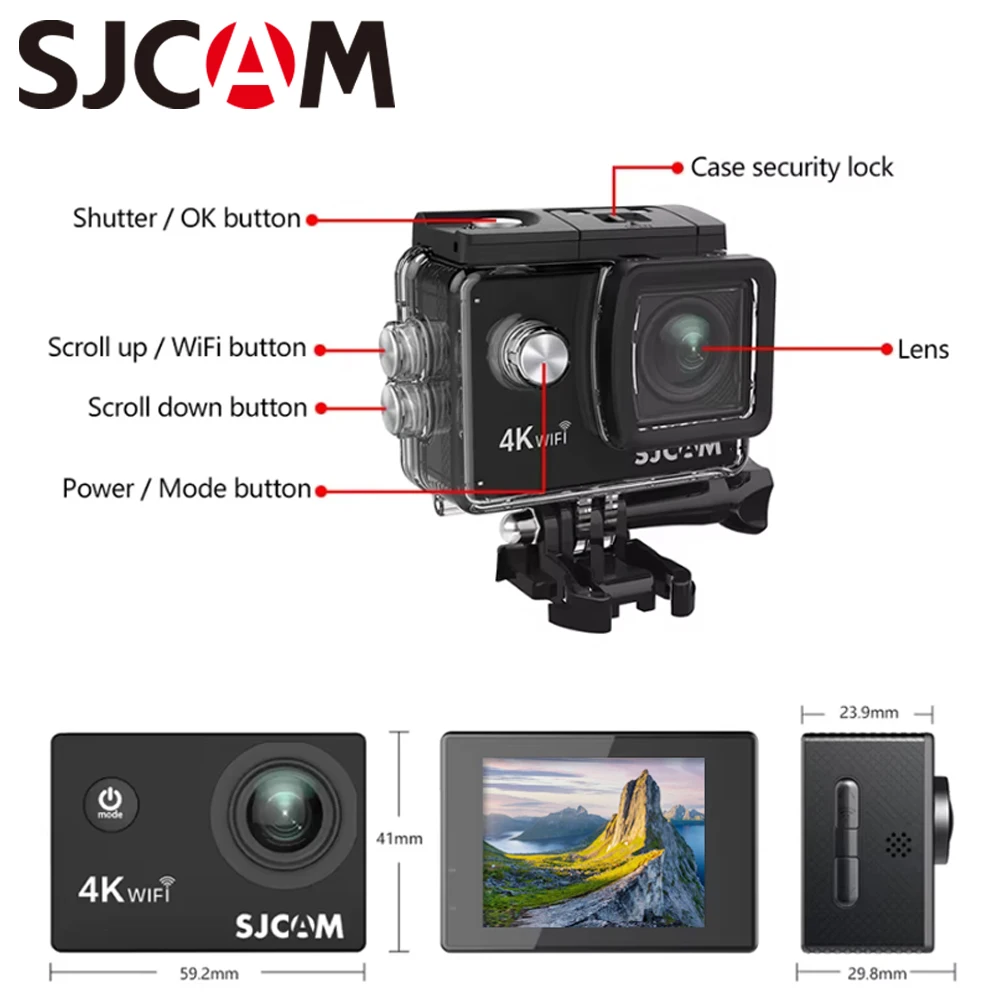 SJ4000 AIR 4K30FPS 16MP Wifi 액션 카메라 HD 방수 수중 사진..