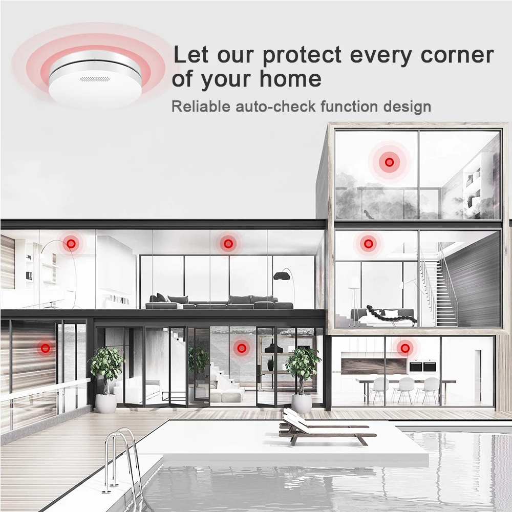 CPVAN Smoke, Heat & Carbon Monoxide Detector Wireless Interconnected ,with Remote Control home Security Protection Smoke Alarm images - 6