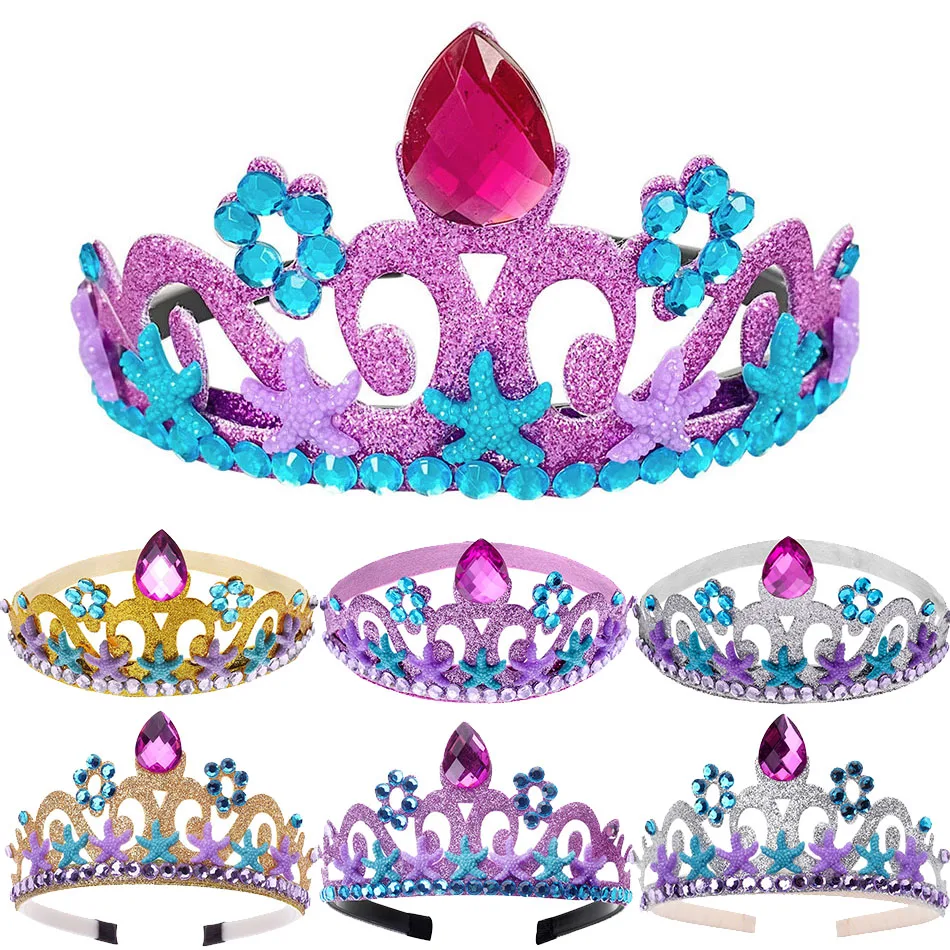 

Children Mermaid Headband Kids Halloween Princess Hairband Baby Sparkly Elastic Photoshoot Props Girls Party Soft Hair Accessory