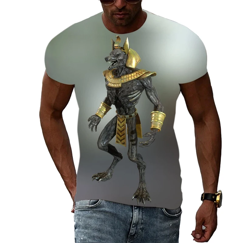 

Men'S Summer God Of The Dead 3d Printed Pattern T-Shirt Personality Casual O Collar Short-Sleeved Plus-Size Top