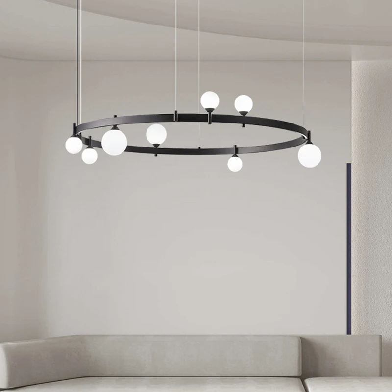 

Современные черные круглые металлические светодиодные люстры, освещение для гостиной, столовой, подвесные светильники, домашний декор, Подвесная лампа для кухни, спальни, лофта