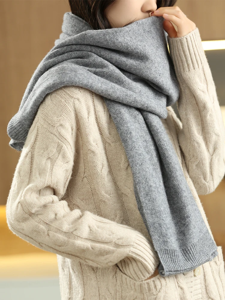 Versatile Shawl Poncho Women's Scarf Merino Wool Scarf Autumn Winter Sweater Cloak Accessories Coats Female Mixed-use Wraps
