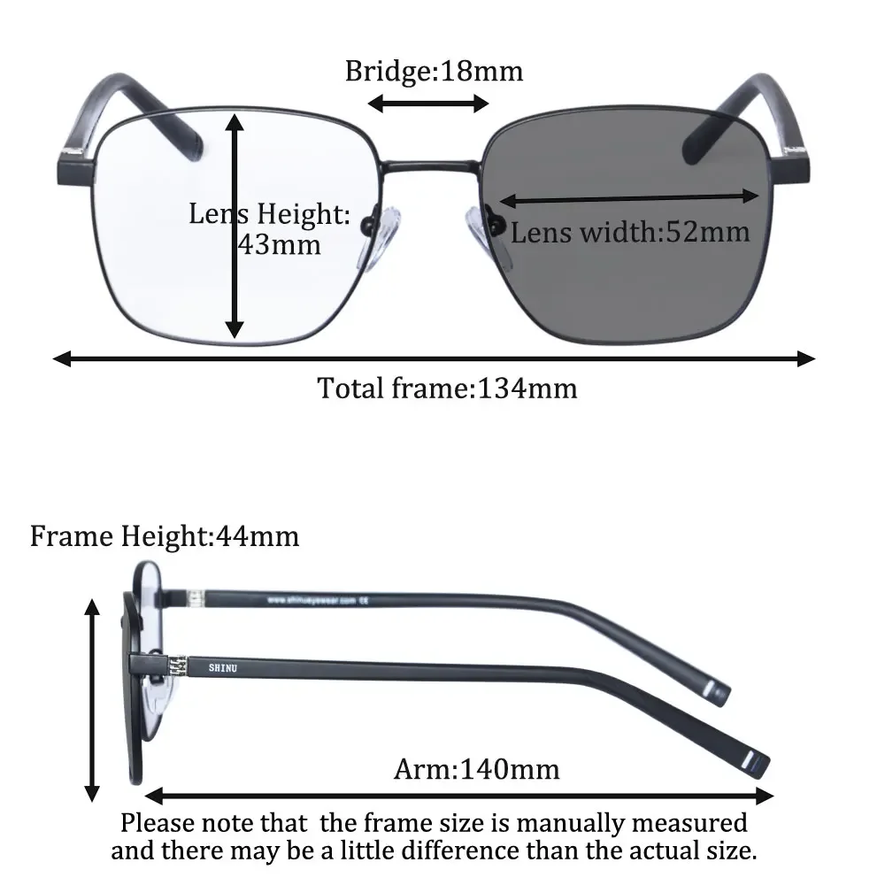SHINU Brand Anti blue light computer glasses photochromic sunglasses resin lens blue cut eyeglasses photo grey without diopter