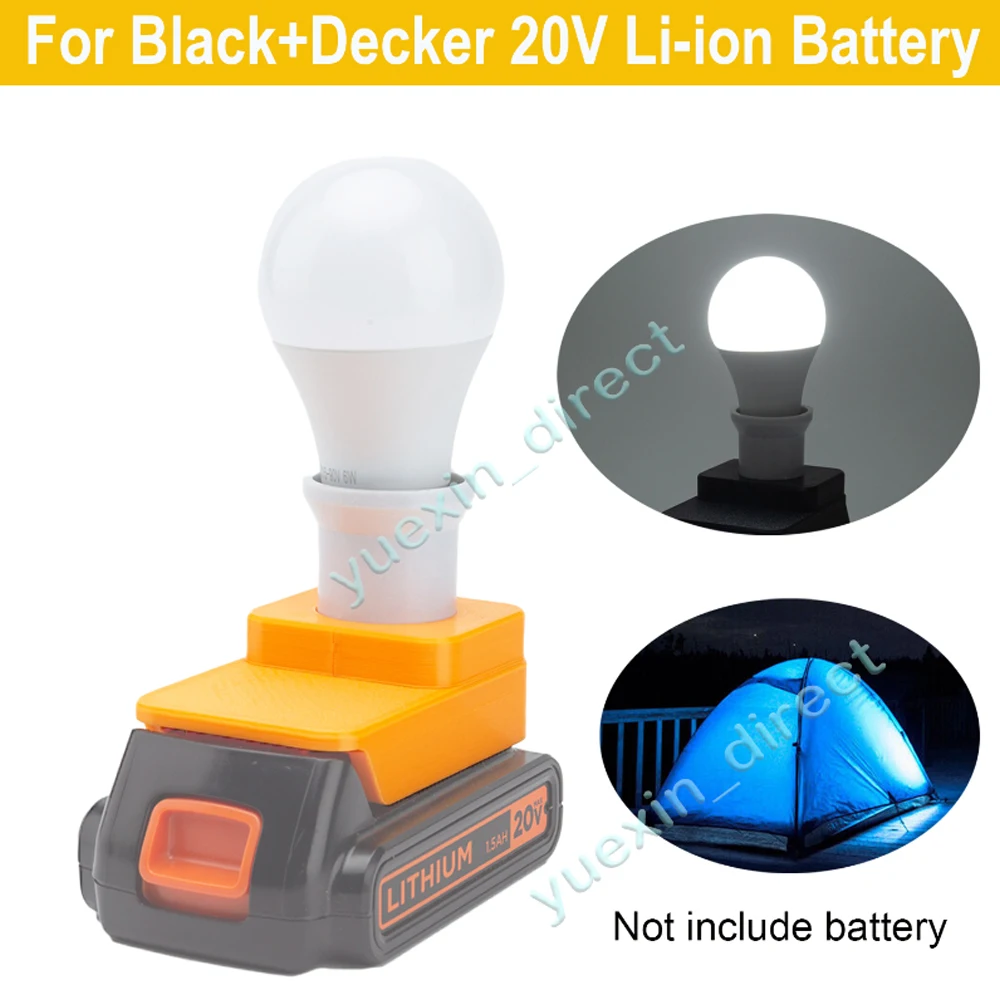 

LED Work Light Lantern E27 Bulbs For Black+Decker 20V Battery Powered Portable Cordless Indoor And Outdoors Emergency Lamp
