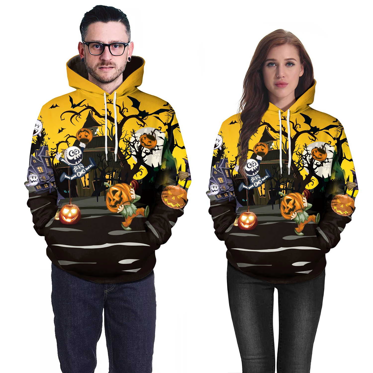 

Harajuku Hoodies Halloween Party Pumpkin Hood Pullover 3D Full Cover Print Sweatshirts Autumn Winter Couple Streetwear Clothing