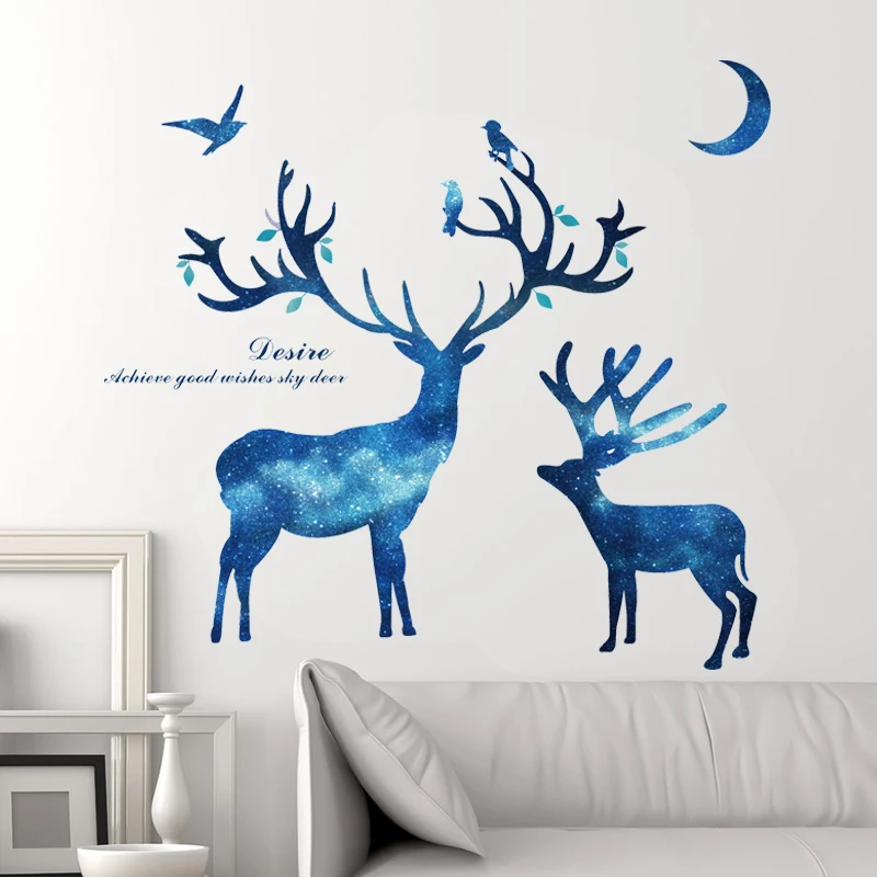 

Creative Deer Animals Wall Sticker Vinyl DIY Birds Moon Wall Decals DIY for Kids Rooms Baby Bedroom Nursery Home Decoration