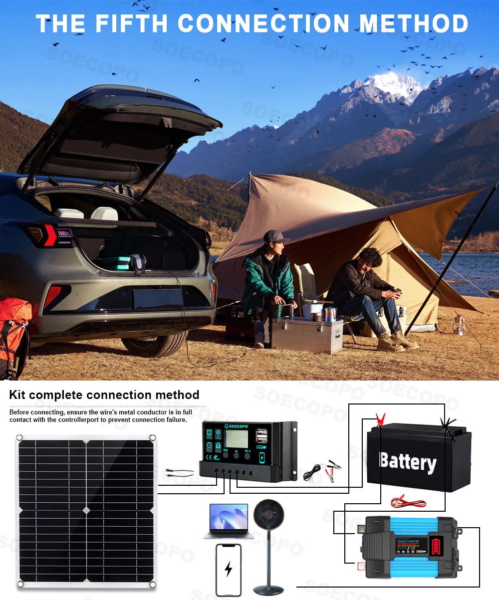 6000W Solar Inverter Kit Complete Power Generation 300W Solar Panel 110V/220V System 12V Panel Battery Charging Controller