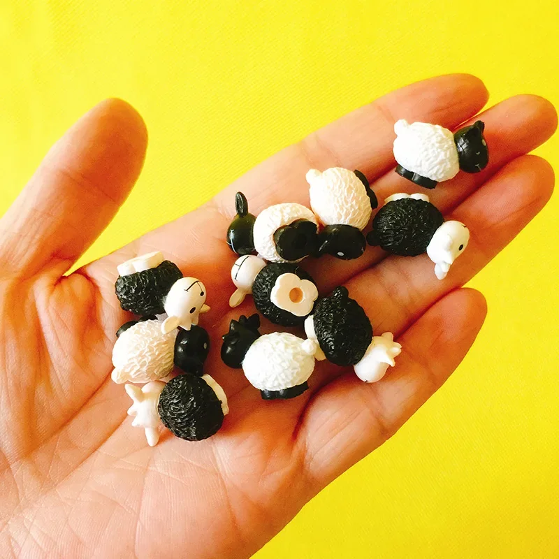 Miniature Figurines 10 Pcs/miniatures animals/black and white sheep/cute/fairy garden/doll house/terrarium/gnome/figurine/home decor/diy supplies