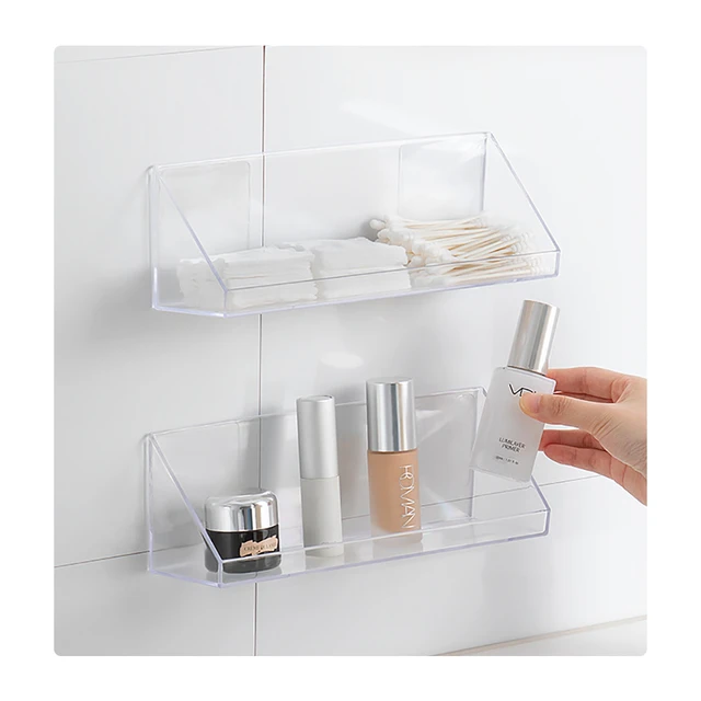 Acrylic Shower Caddy Shelves, Clear Slanted Shampoo Holder, Wall Mounted,  Transparent Adhesive Shower Rack - AliExpress