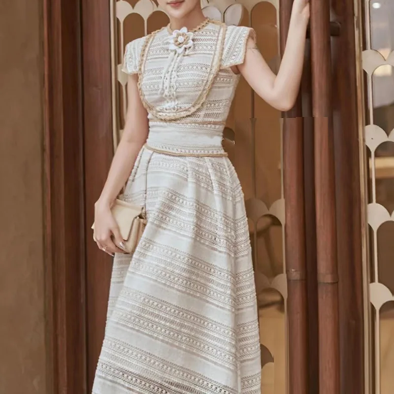 

Women's 2024 Summer French Style Gentle Style Sweet Lace Dress Elegant Biryhday Party A-Line Dress Vestidos