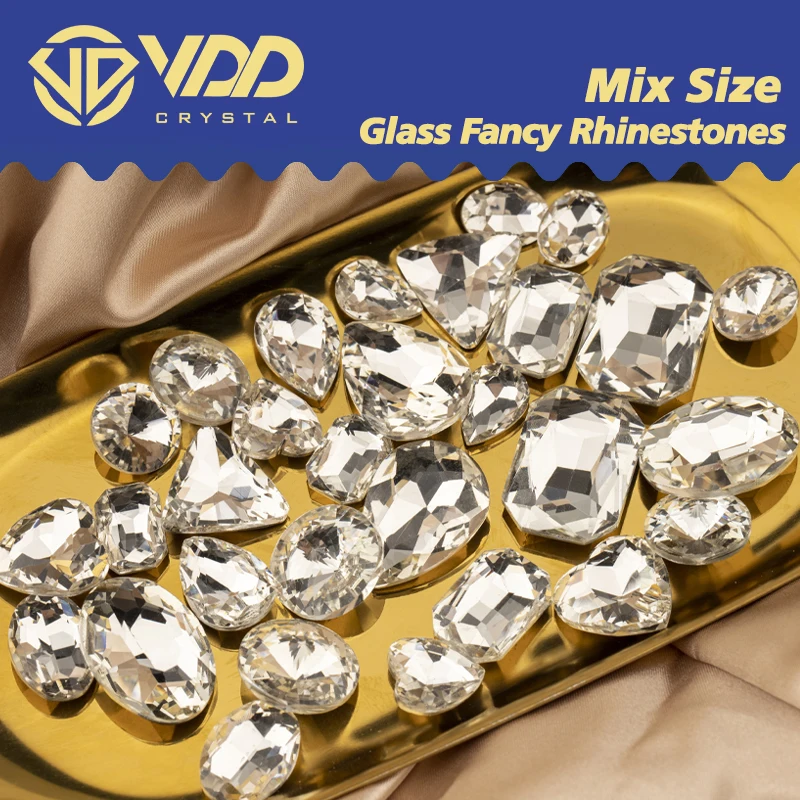 VDD 믹스 크기 모양 유리 멋진 라인 석 크리스탈 Pointback Strass 반짝이 네일 아트에 대 한 반짝이 3D 돌 DIY 공예 장식