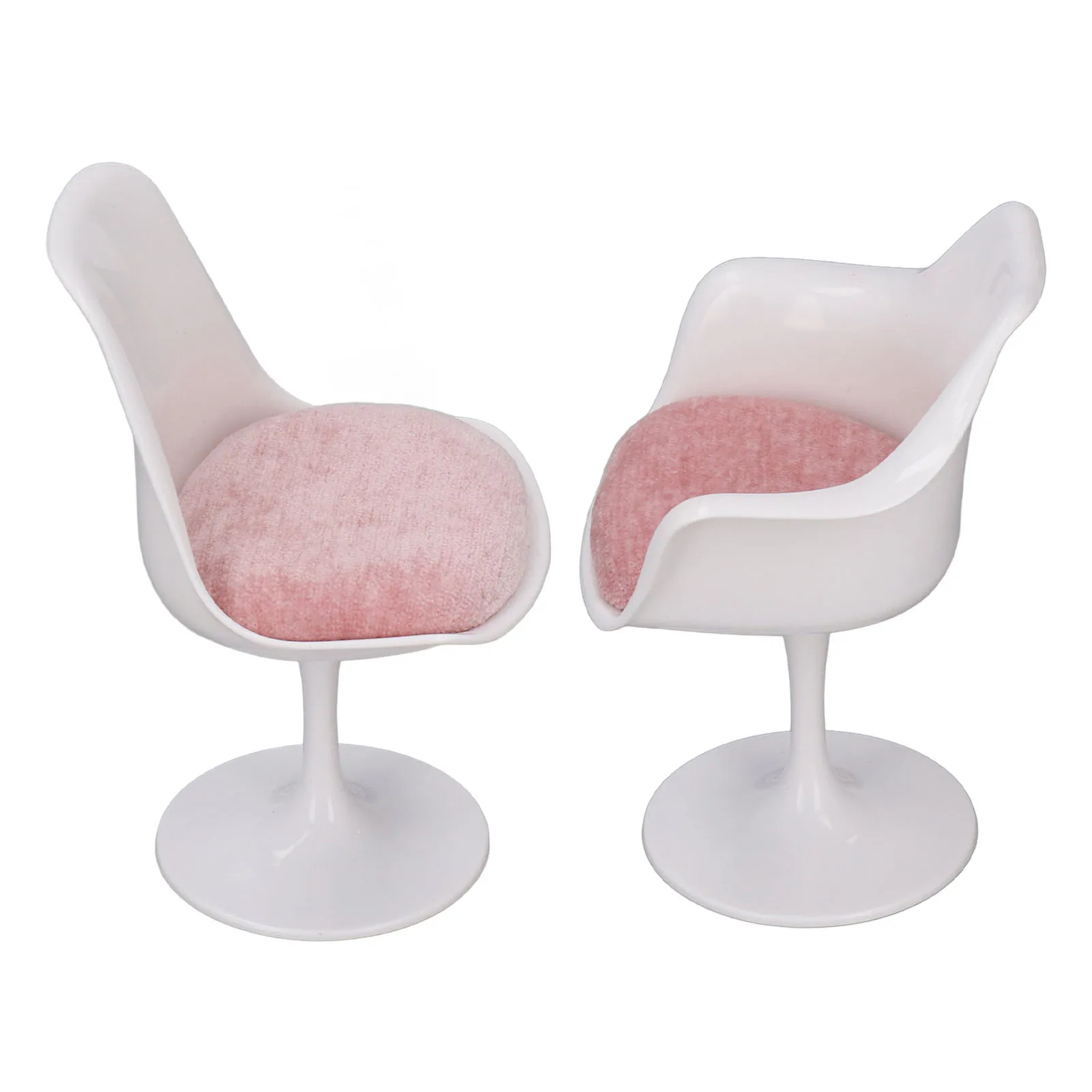 Mini Sedia Da Ufficio Per Casa Delle Bambole Zerodis – Scala 1:6, In ABS, Colori Bianco E Rosa, Accessorio Per Diorami E Collezionisti - 4