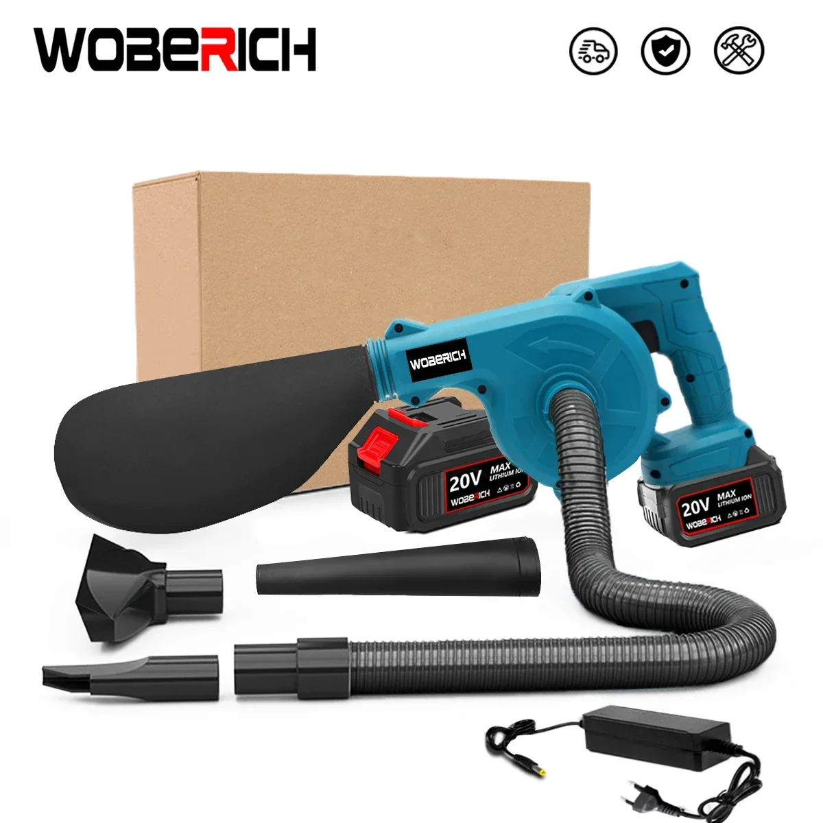 WOBERICH cordless electric air blower 2 in 1 blowing suction leaf blower PC dust collector vacuum cleaner Makita battery