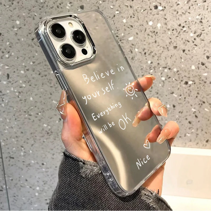 Inspirational Quote Smiley Sun Mirror Phone Case - Shockproof Protective Cover