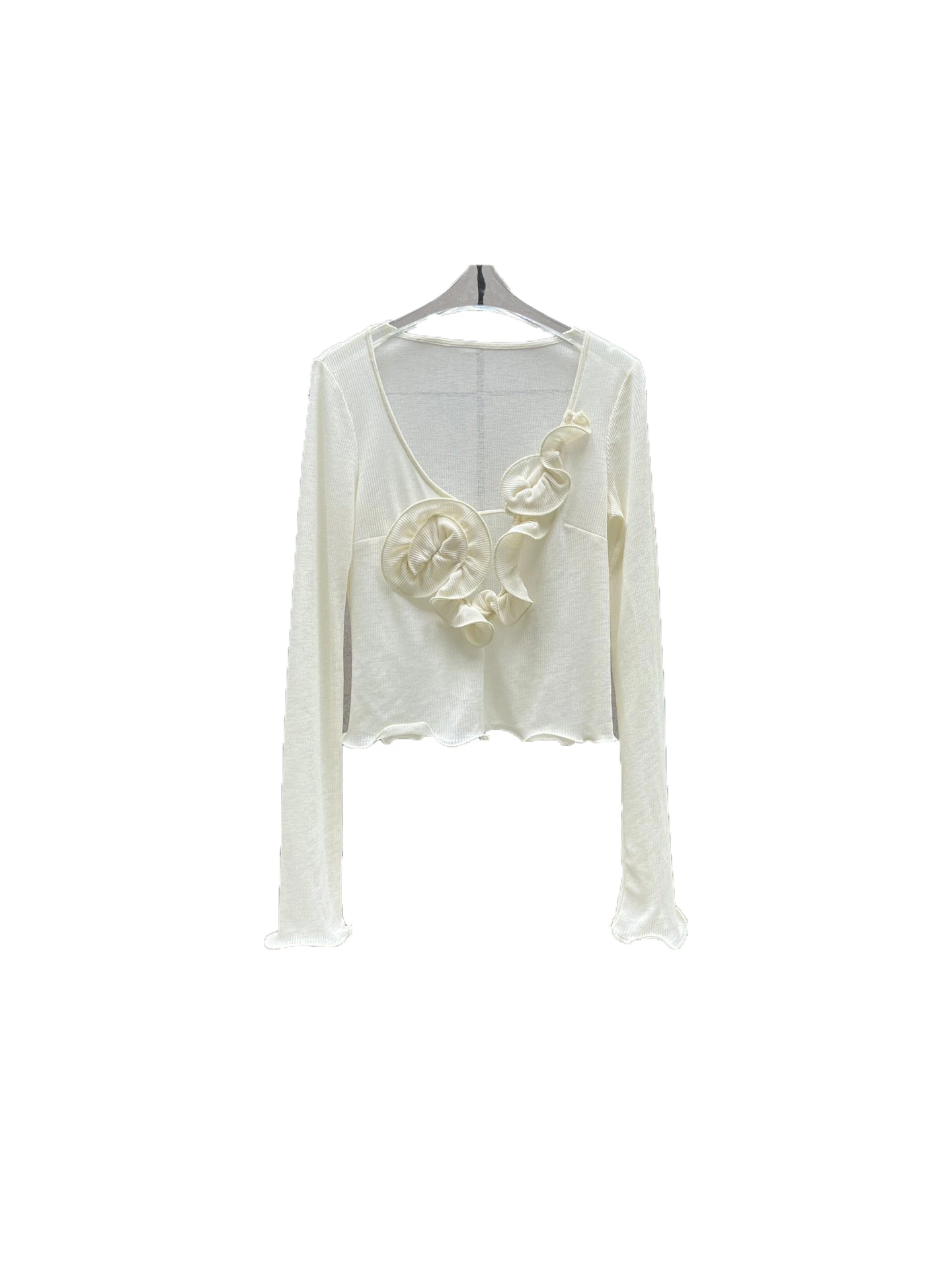 

Flower Wave Top Fashion Casual Atmosphere Comfortable Hundred 2024 Autumn and Winter New 1103