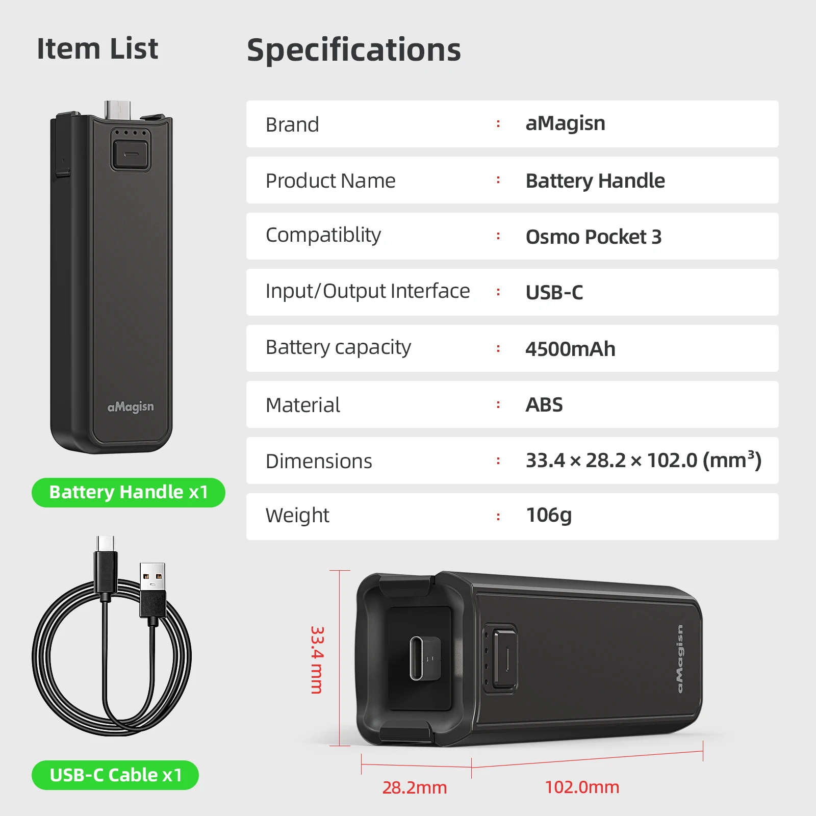 AMAGISN Battery For DJI Osmo Pocket 3 Battery Handle 4500 mAh Portable Gear For DJI Osmo Pocket3 Non-original Power Accessories 6