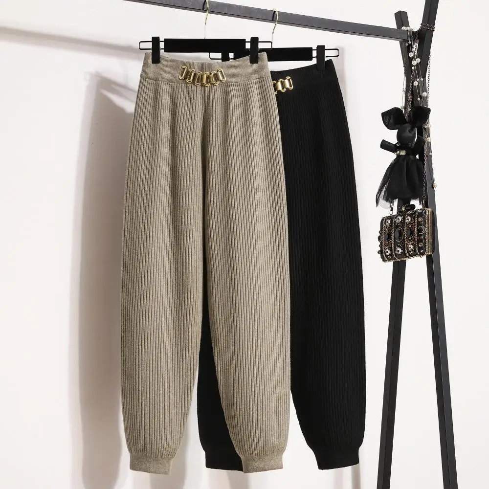 

Black Knitted Elastic Waist Spring Autumn Winter 2022 Korean Fashion Women'S Cargo Baggy Pants Harajuku Female Clothing