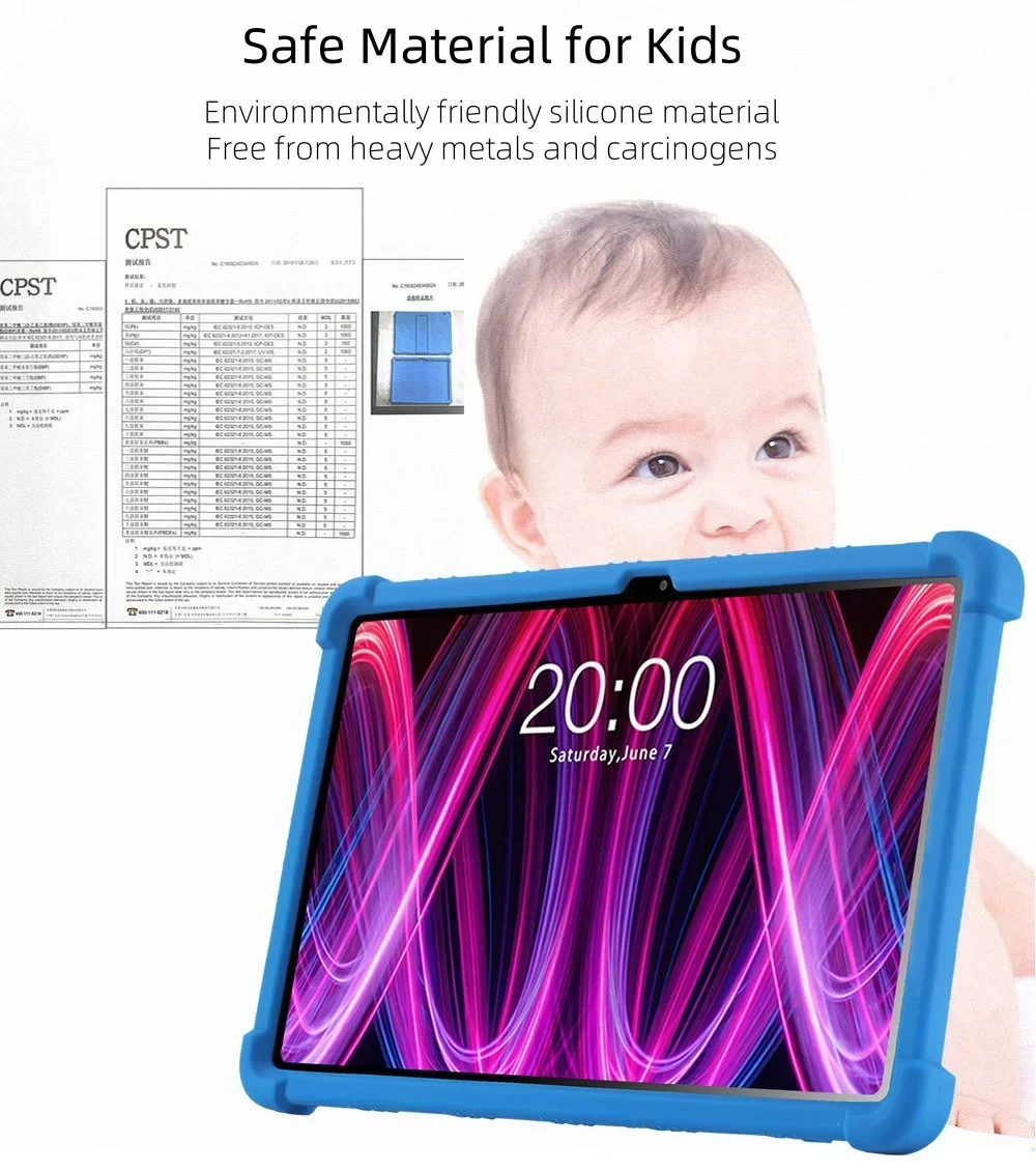 Shockproof Silicone Tablet Case with Foldable Stand
