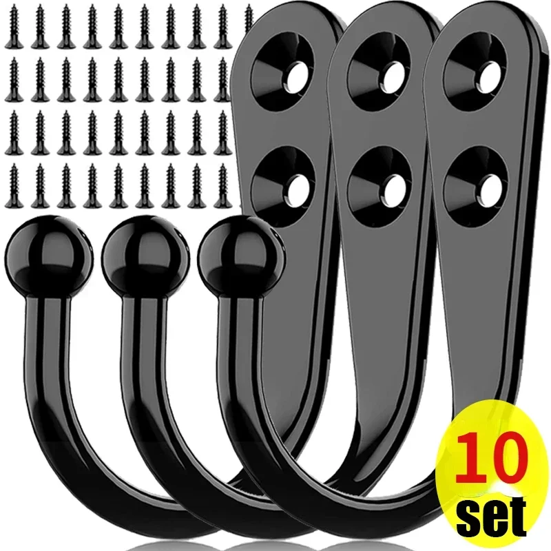 Wall Hangers 10Set Alloy Hooks Screws For Coat Towel Bags Caps Kitchen Bathroom Storage
